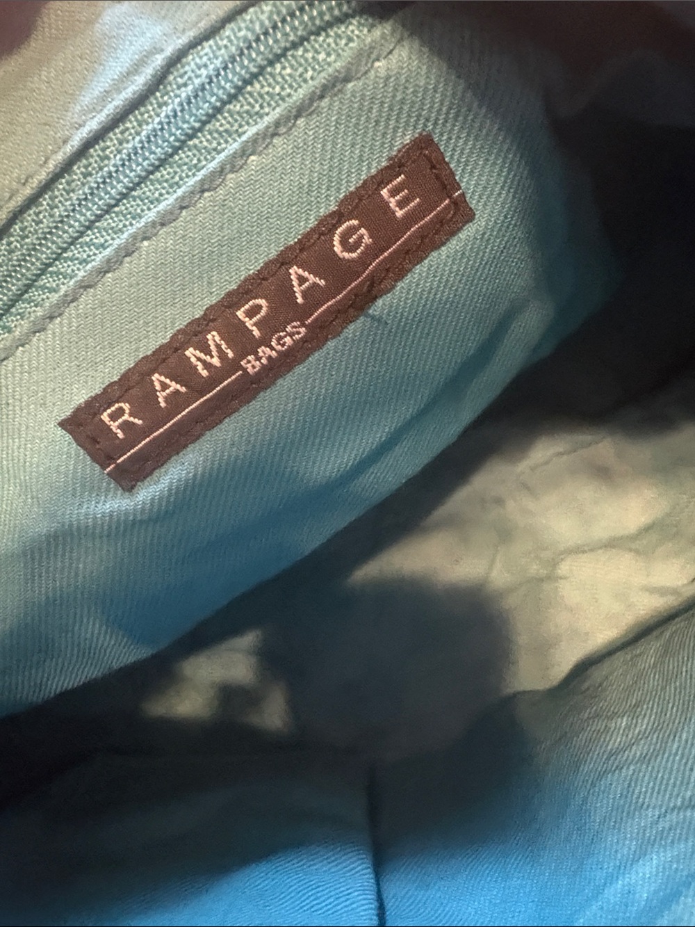 VTG Y2K Rampage Teal Suede Hobo with Croc-Embossed Panels - Picture 2 of 4